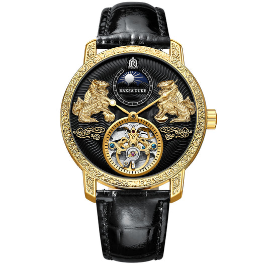 Raksa Duke  Kirin Pattern Moon Phase Watch Mechanical Watch Automatic Wristwatch for Men