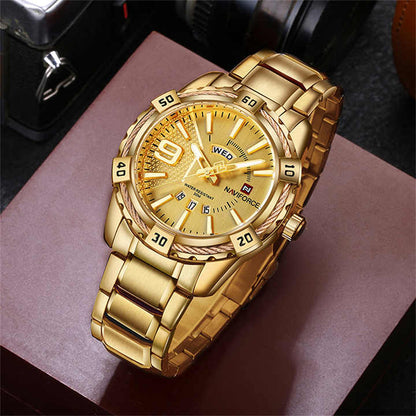 NAVIFORCE  Men's Watch Gold Luxury Sport Waterproof WristWatch Clock Business Casual Stainless Steel Watches for Men