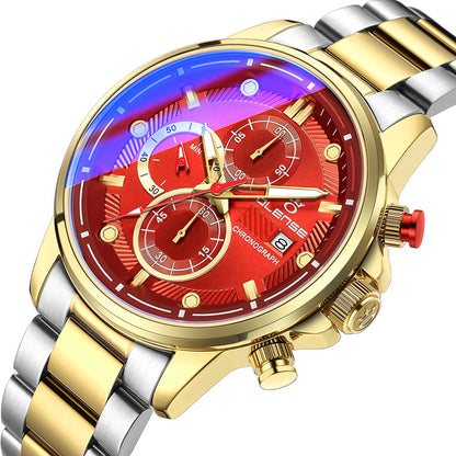 OLENSE 9006 Men’s Stainless Steel Quartz Watch with Calendar, Luminous Hands & 30M Waterproof