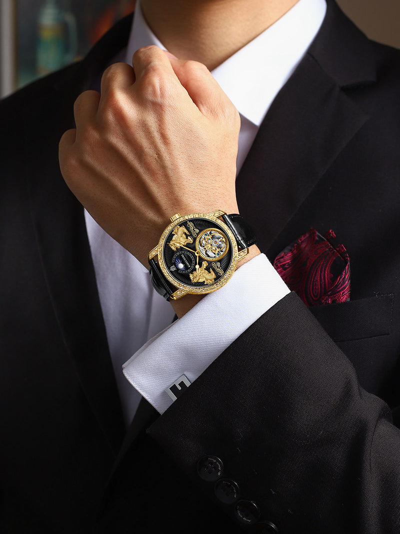 Raksa Duke  Kirin Pattern Moon Phase Watch Mechanical Watch Automatic Wristwatch for Men