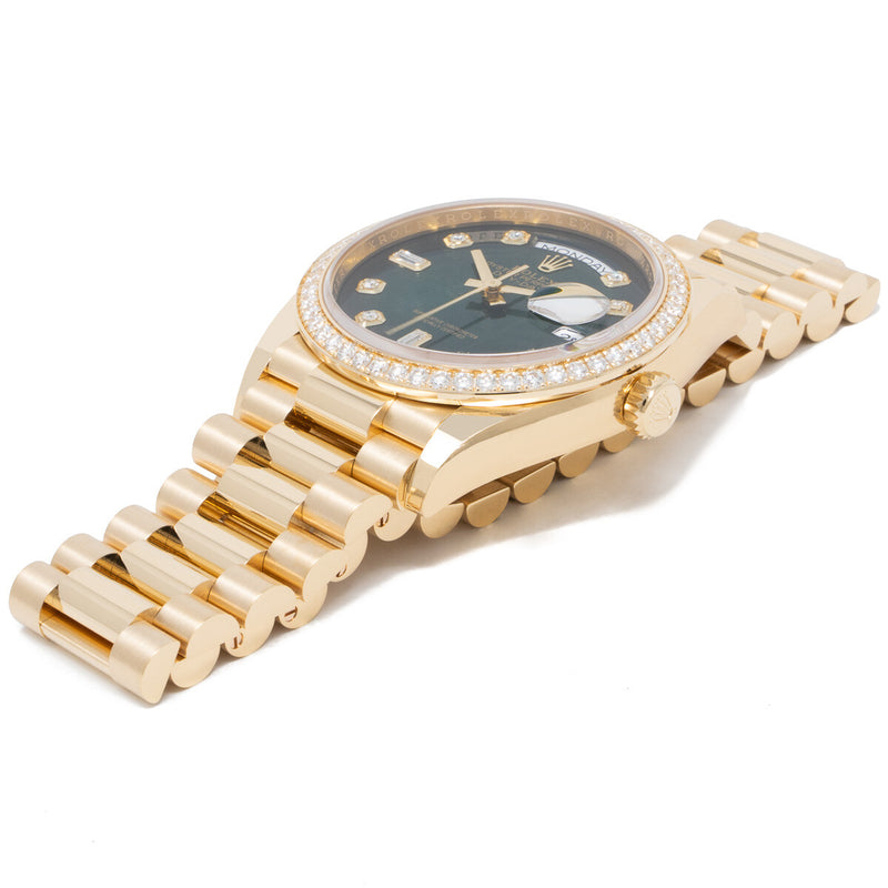 Rolex Oyster Perpetual Day-Date 40mm Green Dial  Diamond Bezel Men's Luxury Watch